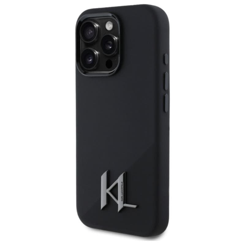 Karl Lagerfeld Silicone Shadow Metal Initial MagSafe - Case for iPhone 16 Pro (black) 2