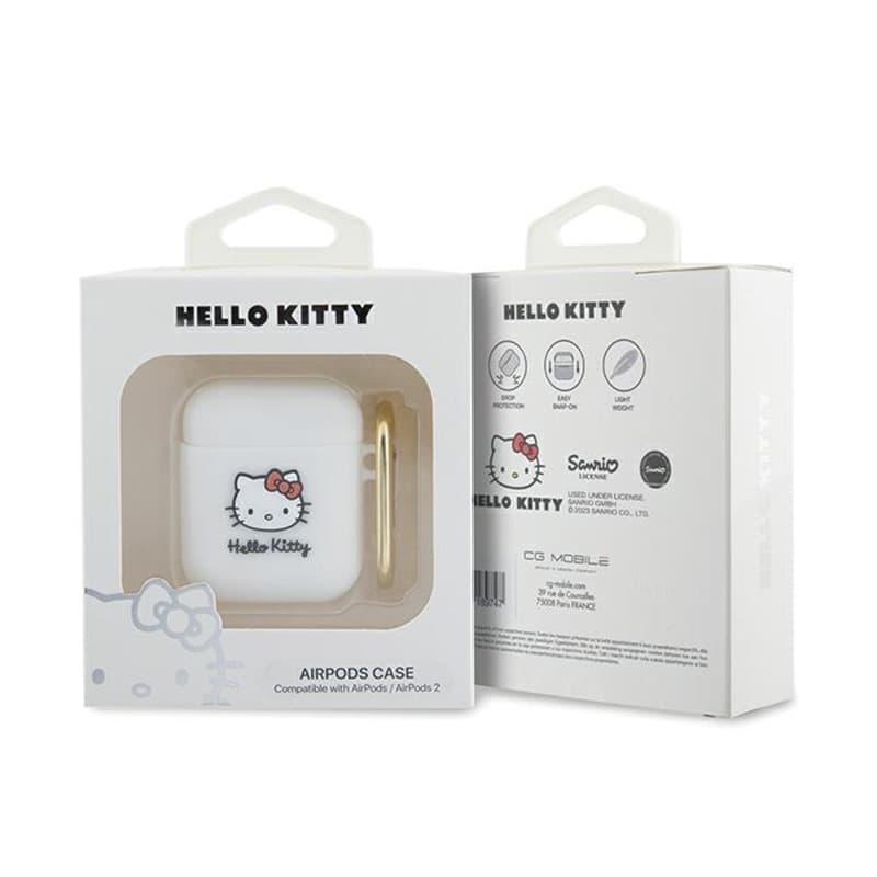 Hello Kitty Silicone 3D Kitty Head - Case for AirPods 1/2 gen (white) 3