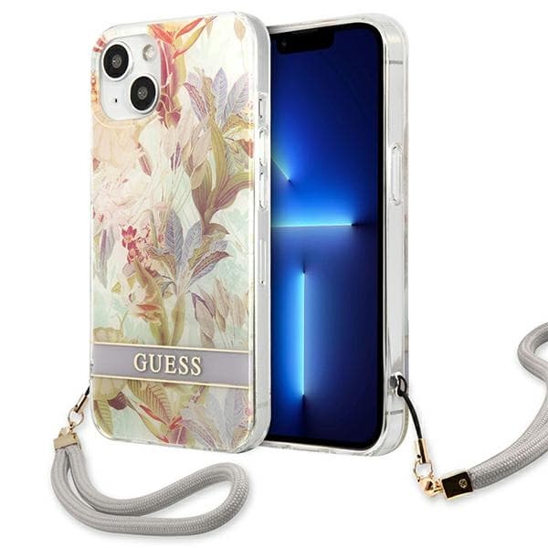 Guess Flower Cord - Cover for iPhone 13 mini (Purple) 1