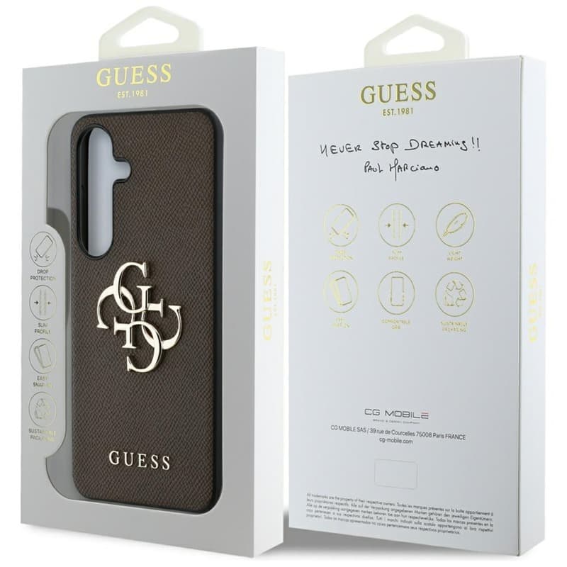 Guess Grained Big 4G Logo Small Classic Logo - Case for Samsung Galaxy S25+ (brown) 8