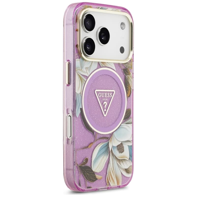 Guess IML Glitter Flowers Triangle MagSafe - Case iPhone 17 Pro (purple) 4