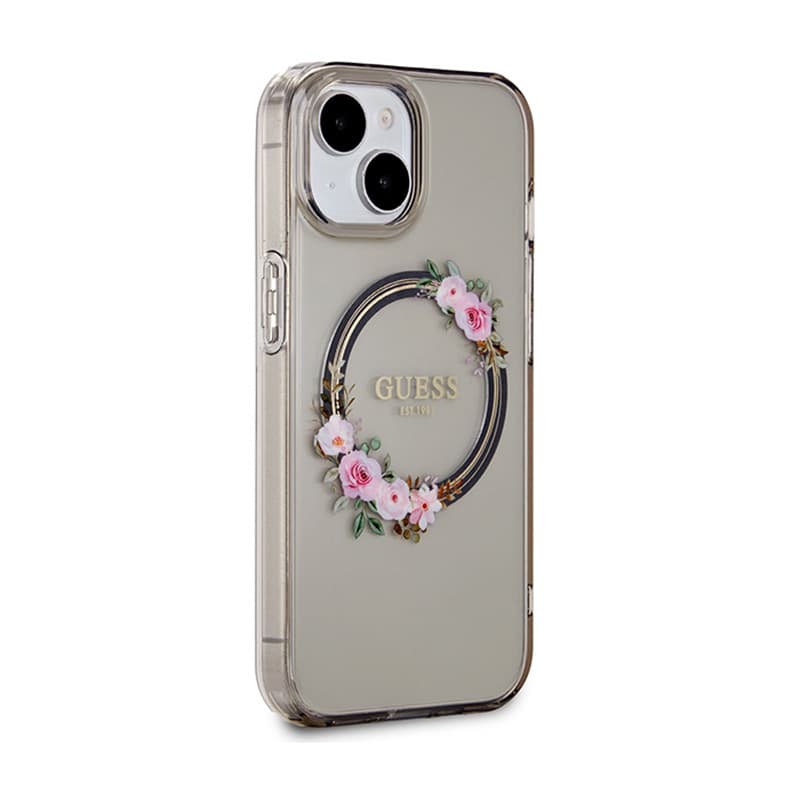 Guess IML Flowers Wreath MagSafe - Case iPhone 15 (Black) 4