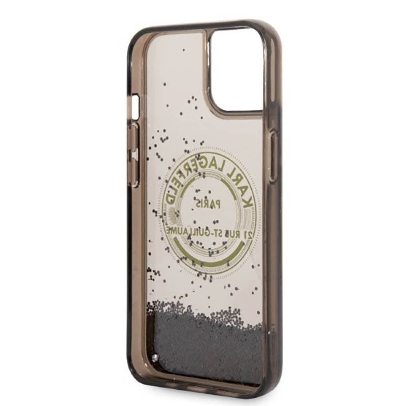 Karl Lagerfeld Liquid Glitter Round RSG Logo Case - Case for iPhone 14 (Black) 7