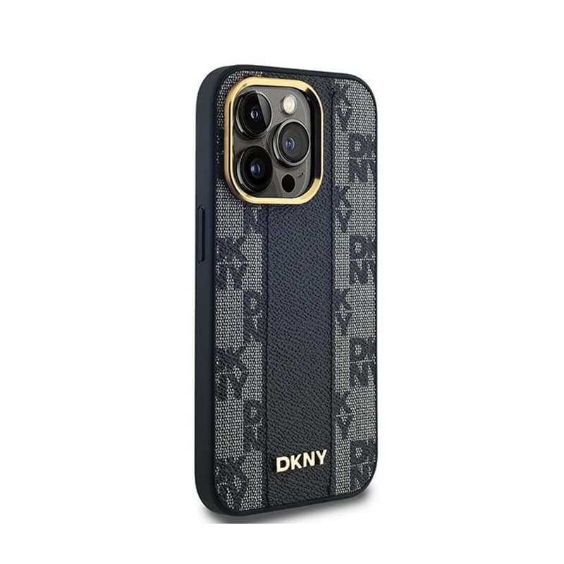 DKNY Leather Checkered Mono Pattern MagSafe - Case for iPhone 14 Pro (Black) 4