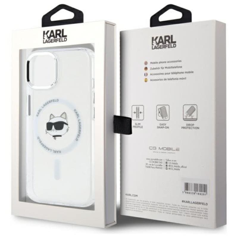 Karl Lagerfeld IML Metal Choupette Head MagSafe - Case for iPhone 15 (White) 8