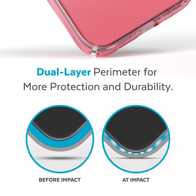 Speck Presidio Perfect-Clear + Ombre - iPhone 14 Pro Max Case with MICROBAN Coating (Clear / Vintage Rose Fade) 5