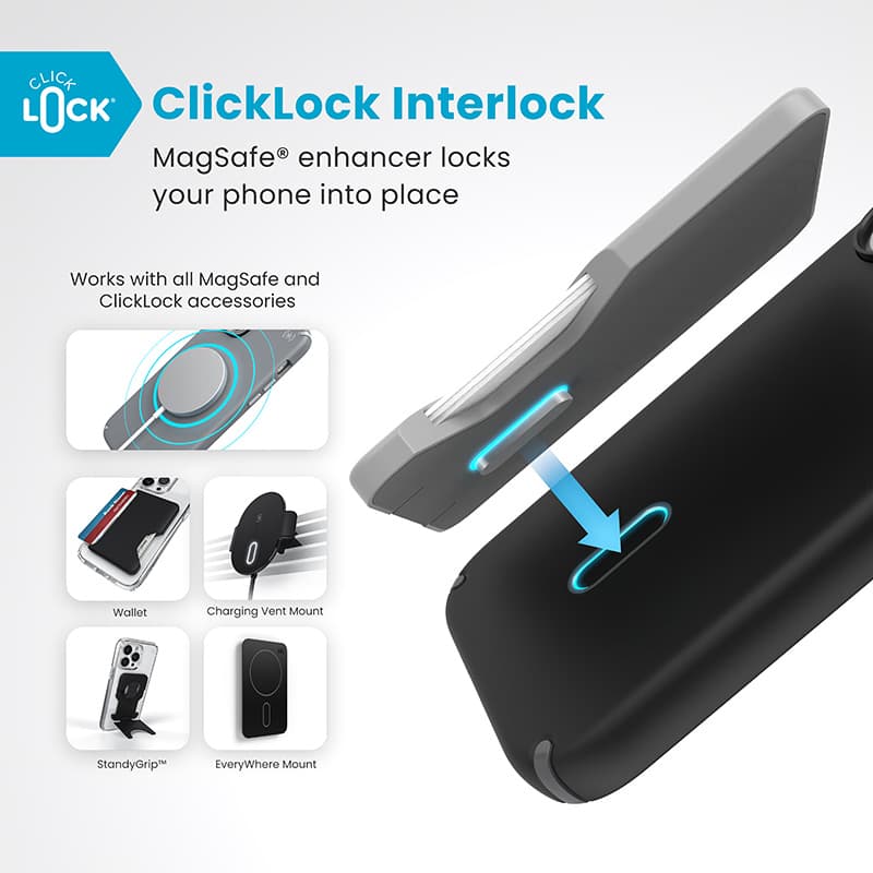 Speck Presidio2 Pro ClickLock & MagSafe - iPhone 16 Case (Black / Slate Gray / White) 2