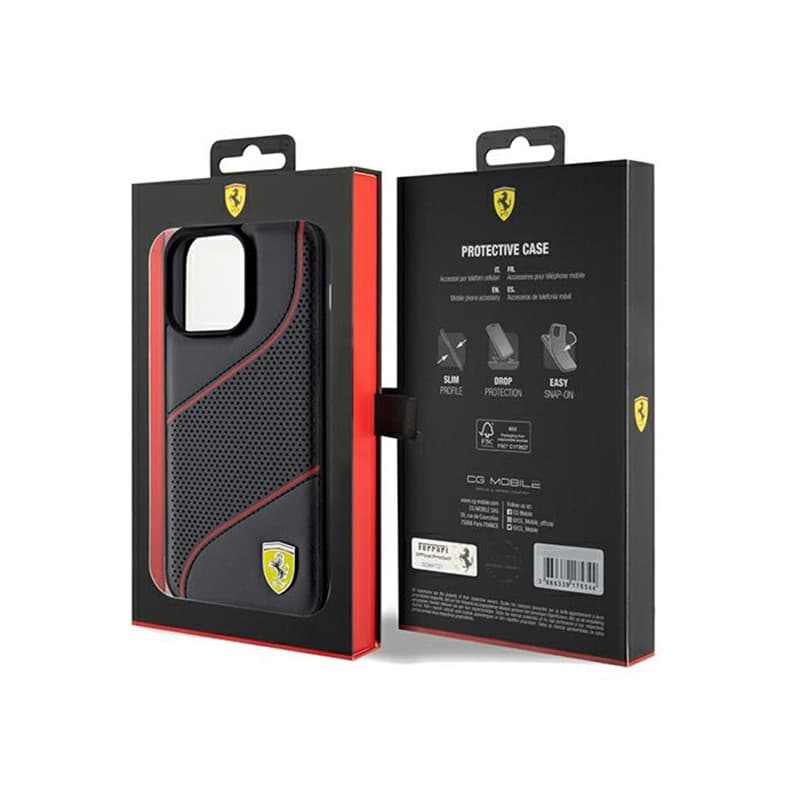 Ferrari Perforated Waves Metal Logo - iPhone 15 Pro Max Case (Black) 8