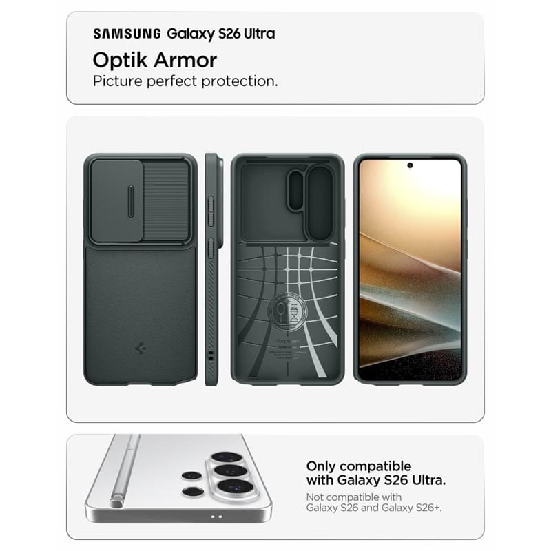 Spigen Optik Armor - Case for Samsung Galaxy S26 Ultra (Abyss Green) 5