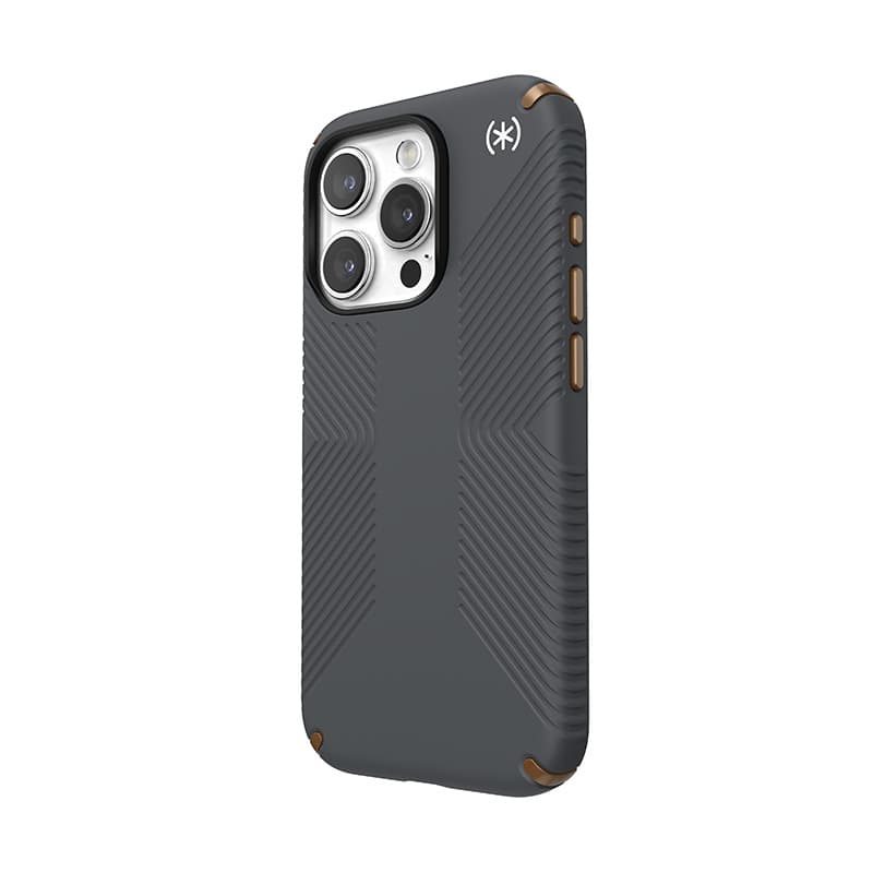 Speck Presidio2 Grip - iPhone 15 Pro Case (Charcoal Gray / Cool Bronze / White) 2