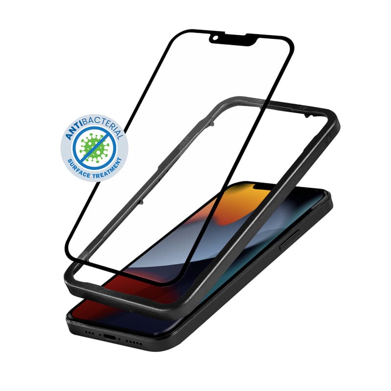 Crong Anti-Bacterial 3D Armor Glass – 9H Tempered Glass for Full Screen iPhone 14 Plus / iPhone 13 Pro Max + Installation Frame