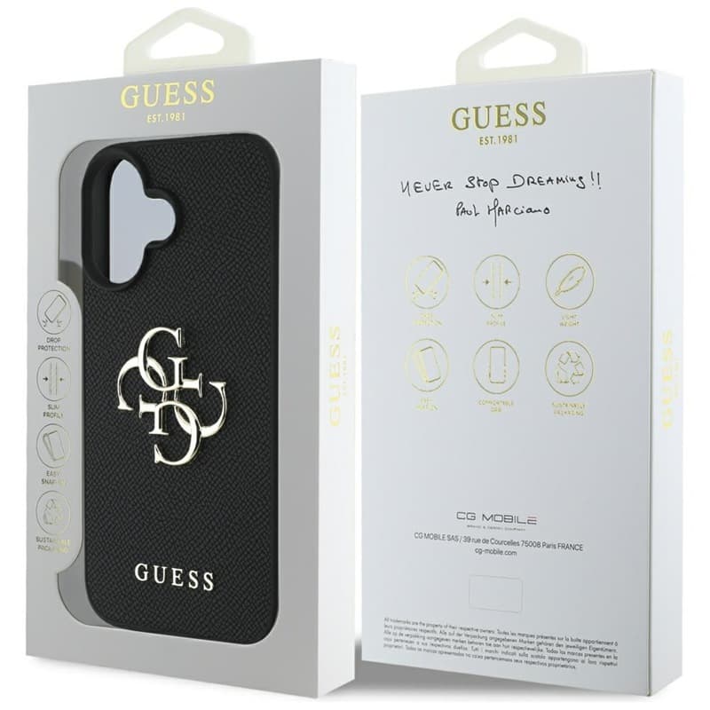 Guess Grained Big 4G Logo Small Classic Logo - Case for iPhone 16 (black) 8