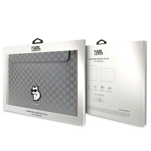 Karl Lagerfeld NFT Saffiano Monogram Ikonik Choupette Sleeve - 14" Notebook Case (Silver) 4