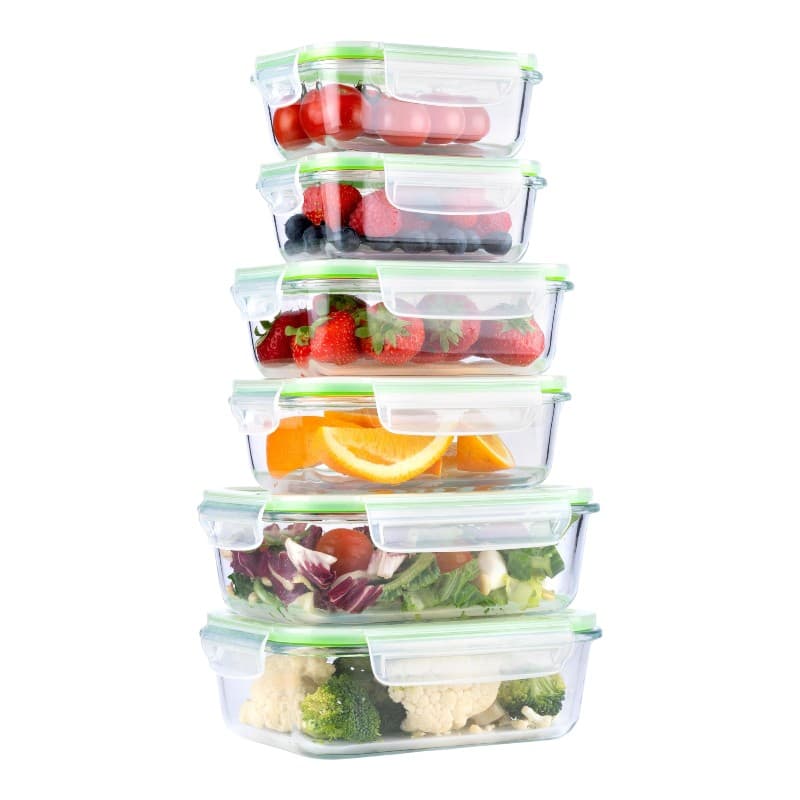 Alpina - Set of 6 glass food containers with lid lunchbox 370 ml / 640 ml / 1050 ml 3
