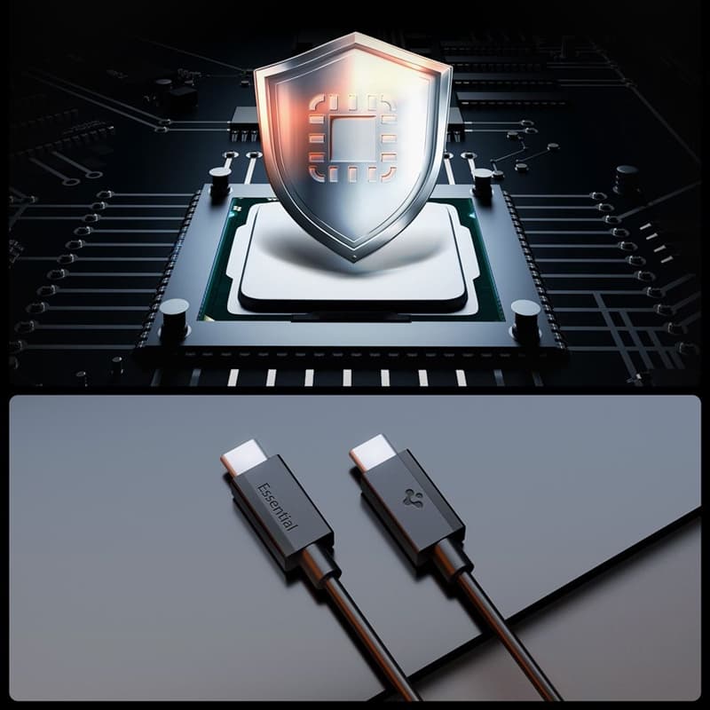 Spigen EB6010CC Essential - USB-C to USB-C Cable PD 60W 1m (Black) 5