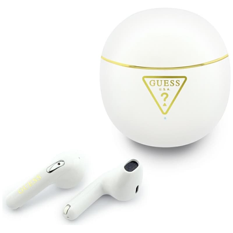 Guess Gold Line Triangle - TWS Bluetooth Earphones + Charging Case (White) 1
