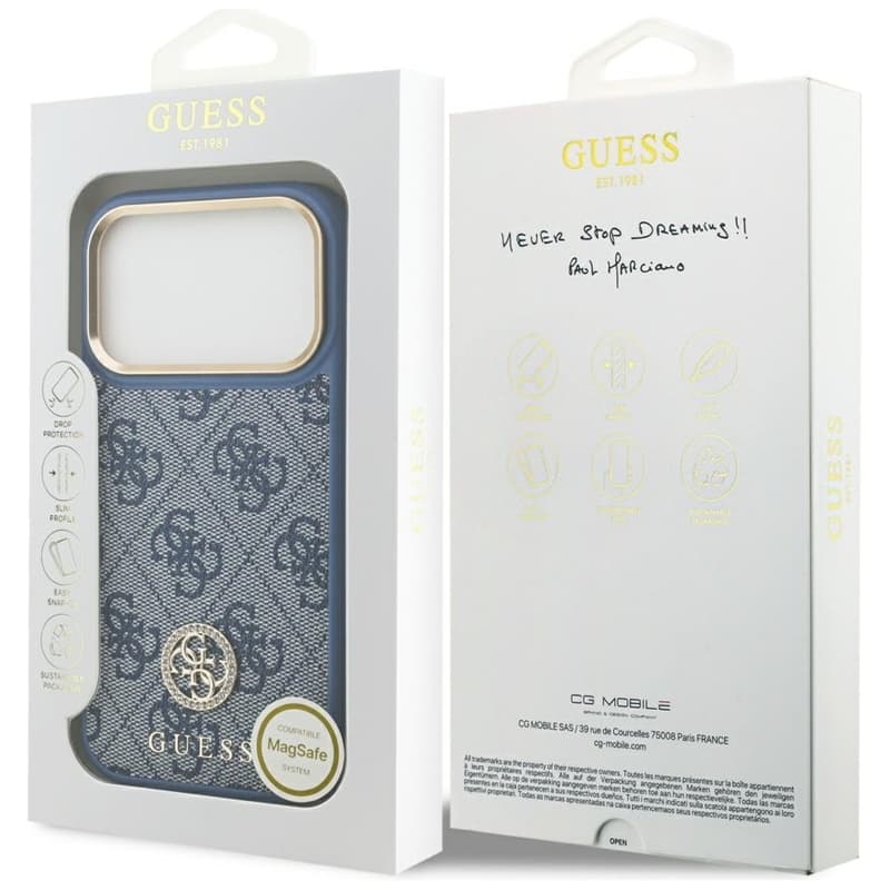 Guess 4G Strass Logo MagSafe - Case iPhone 17 Pro (Blue) 8