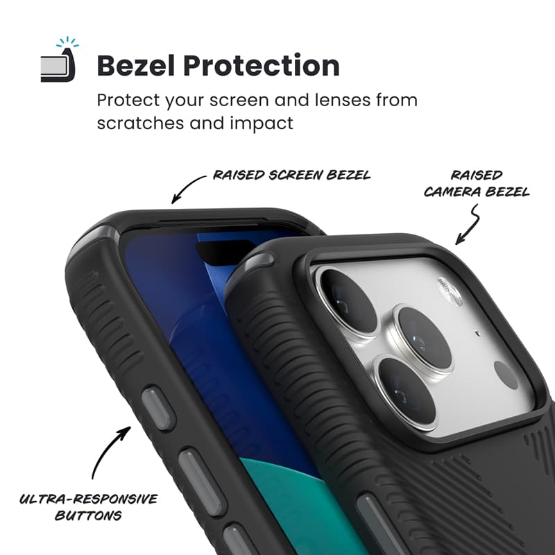 Speck Presidio2 Grip ClickLock & MagSafe - iPhone 17 Pro Case (Black / Slate Gray / White) 5
