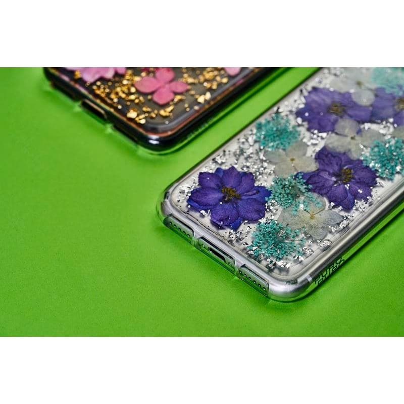 PURO Glam Hippie Chic Cover - Case for iPhone XR (real green flower petals) 8