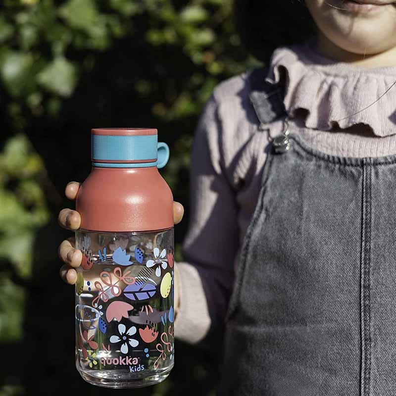 Quokka Ice Kids with strap - ecozen 430 ml water bottle with strap (Flowers) 2