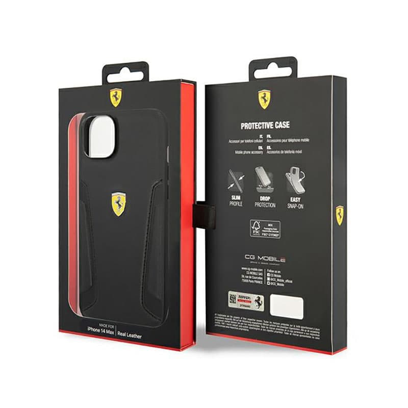 Ferrari Leather Stamp Sides - Case for iPhone 14 Plus (Black) 8