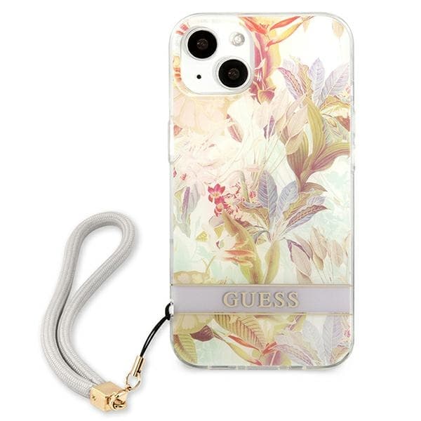 Guess Flower Cord - Cover for iPhone 13 mini (Purple) 3
