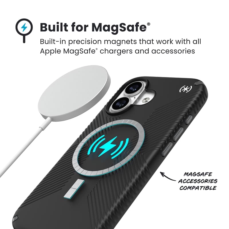 Speck Presidio2 Grip MagSafe - iPhone 17 Case (Black / Slate Gray / White) 5