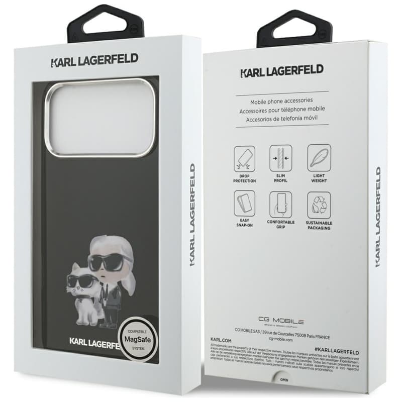 Karl Lagerfeld IML Aquarelle Karl & Choupette & Logo MagSafe - Case iPhone 17 Pro (Black) 8