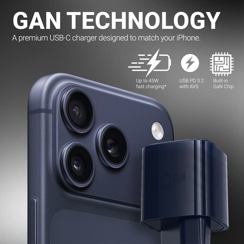 Crong NEO GaN Charger - USB-C 40W PD Charger with AVS (Navy Blue) 6