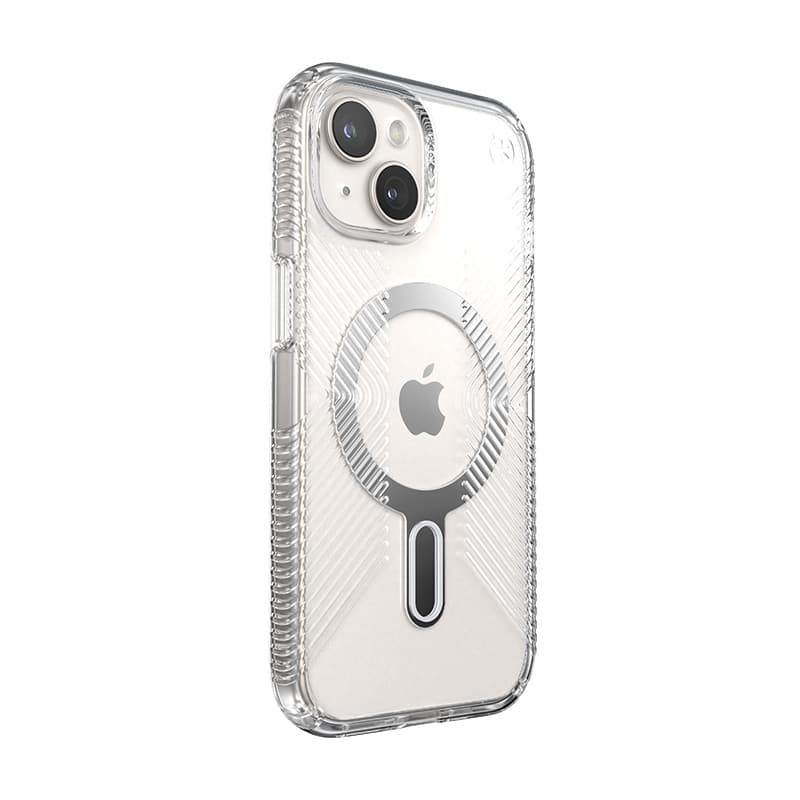 Speck Presidio Perfect-Clear Grip ClickLock & MagSafe - iPhone 17e / 16e / 15 / 14 / 13 Case (Clear / Chrome Finish / Serene Silver) 8