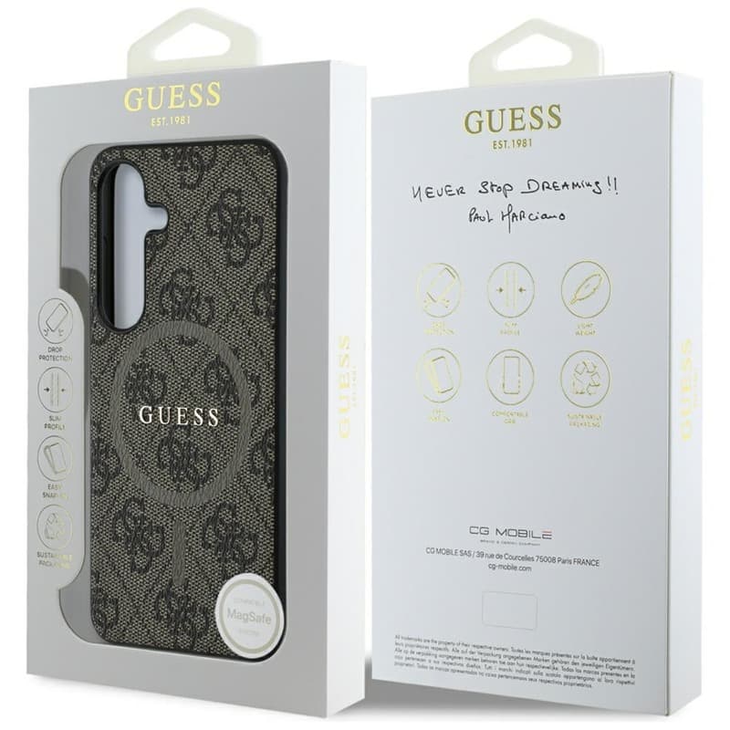 Guess Leather 4G Colored Ring Classic Logo MagSafe - Case for Samsung Galaxy S25 (brown) 8