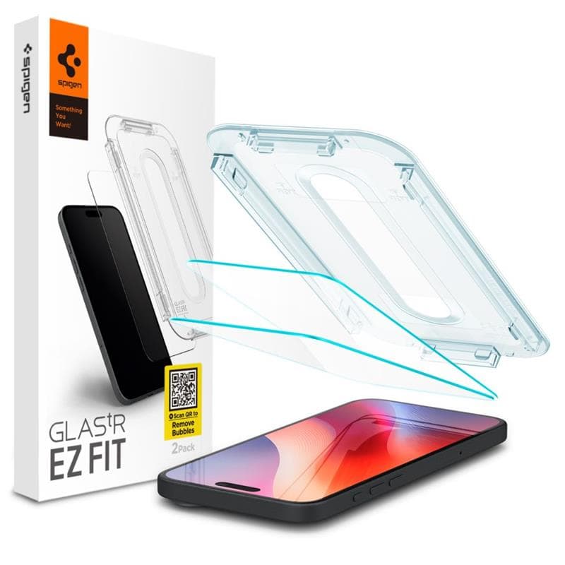 SZKŁO HARTOWANE SPIGEN GLAS.TR ”EZ FIT” 2-PACK IPHONE 16 Pro / 17 / 17 Pro CLEAR