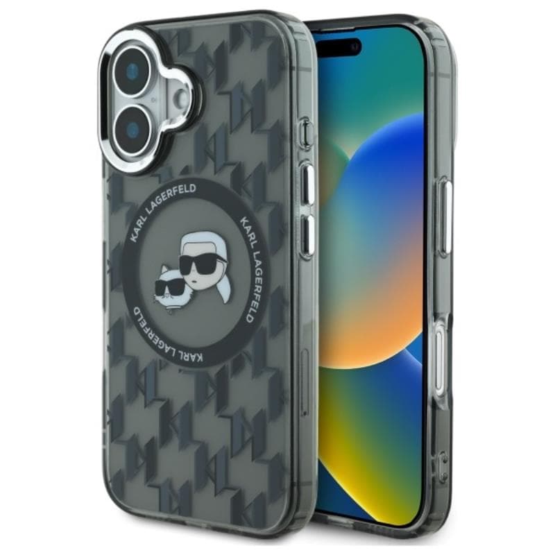 Karl Lagerfeld IML Monogram Karl & Choupette Head MagSafe - Case for iPhone 16 (black) 1