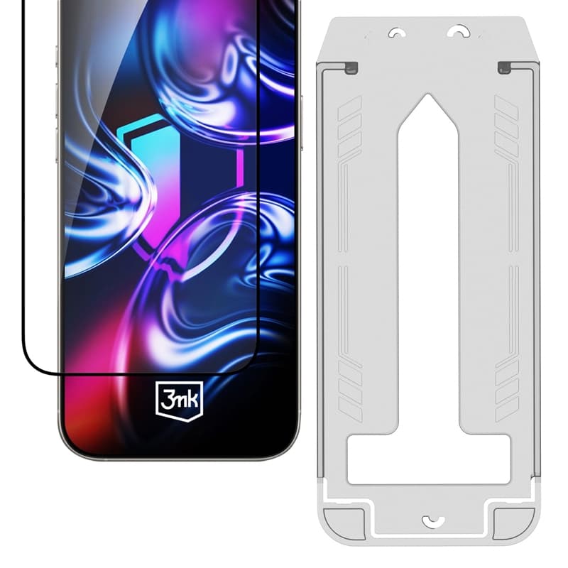 3mk HardGlass Max - Tempered Glass with Applicator for iPhone Air (Black) 2