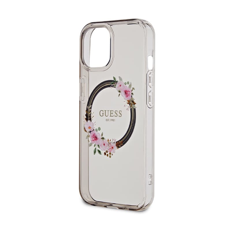 Guess IML Flowers Wreath MagSafe - Case iPhone 15 (Black) 6