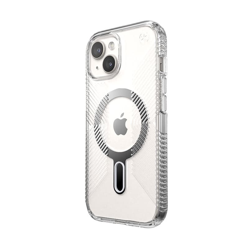 Speck Presidio Perfect-Clear Grip ClickLock & MagSafe - iPhone 17e / 16e / 15 / 14 / 13 Case (Clear / Chrome Finish / Serene Silver) 7