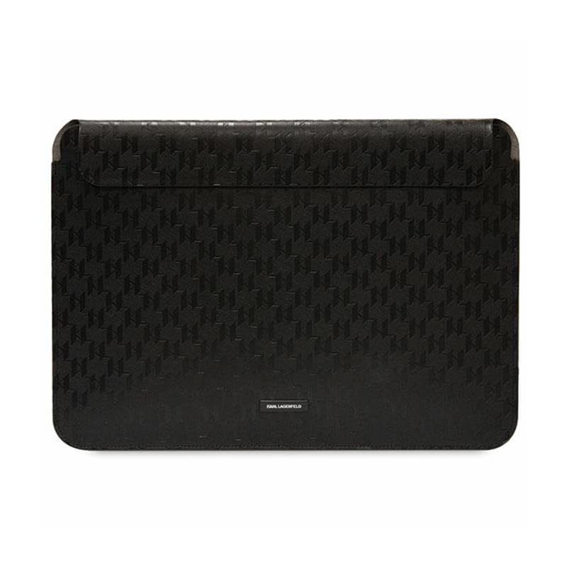 Karl Lagerfeld Saffiano Monogram Plaque Sleeve - 14" Notebook Case (Black) 1