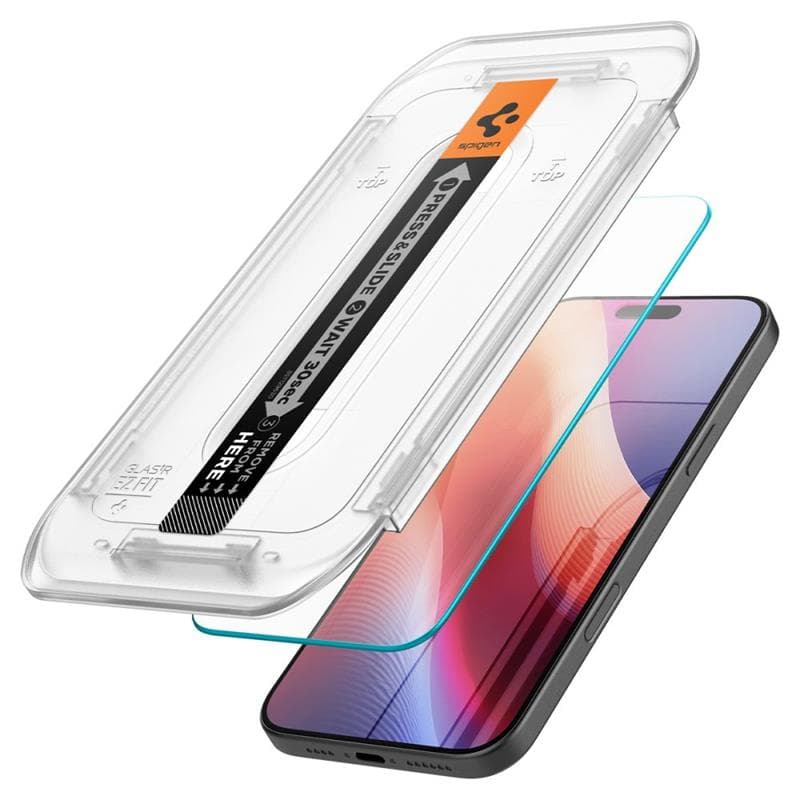 SZKŁO HARTOWANE SPIGEN GLAS.TR ”EZ FIT” 2-PACK IPHONE 16 Pro / 17 / 17 Pro CLEAR 2