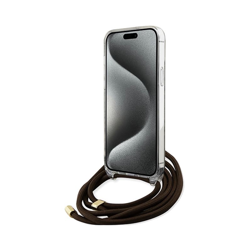 Guess Crossbody Cord 4G Print - iPhone 15 Pro Case (brown) 4