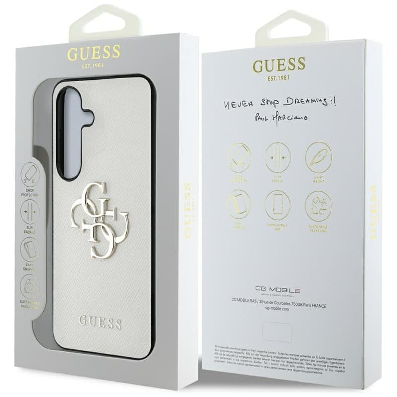 Guess Grained Big 4G Logo Small Classic Logo - Case for Samsung Galaxy S25 (beige) 8