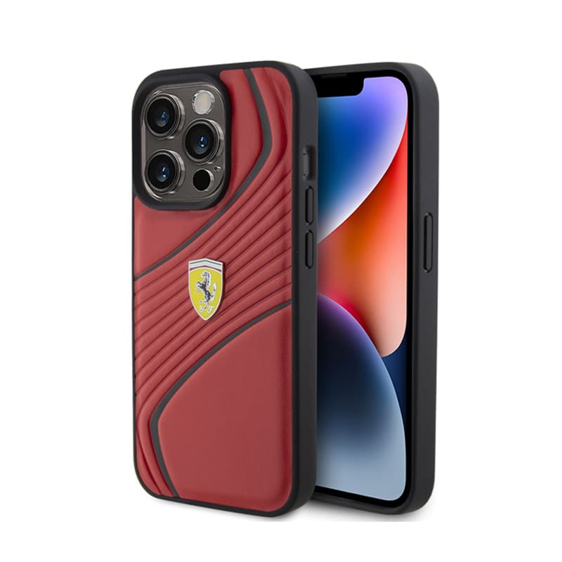 Ferrari Twist Metal Logo - Case for iPhone 15 Pro (Red) 1