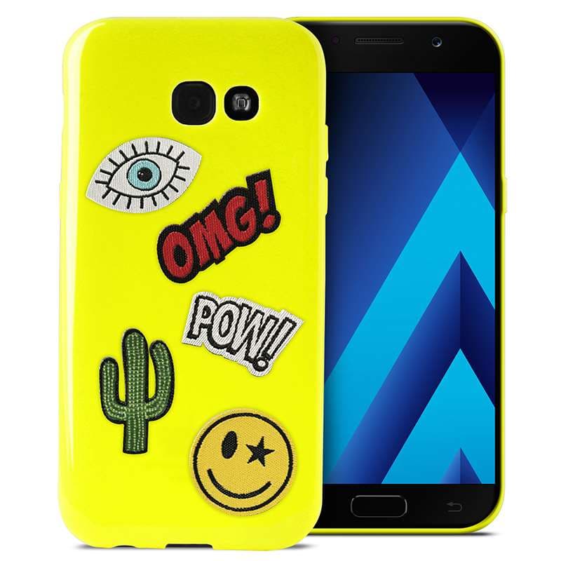 PURO Patch Mania - Case for Samsung Galaxy A3 (2017) containing 5 stickers (yellow) 2