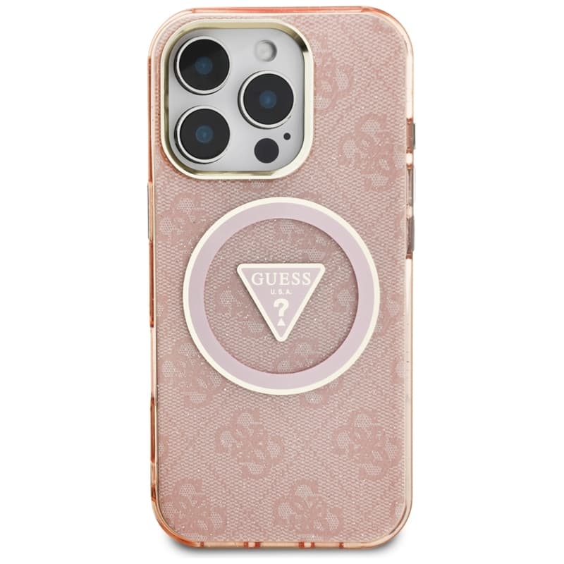 Guess IML Metal Glitter 4G Circle Triangle MagSafe - Case for iPhone 16 Pro Max (pink) 3