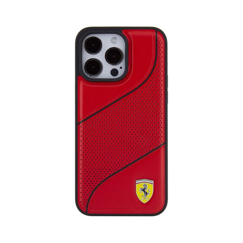 Ferrari Perforated Waves Metal Logo - Case for iPhone 15 Pro Max (Red) 3