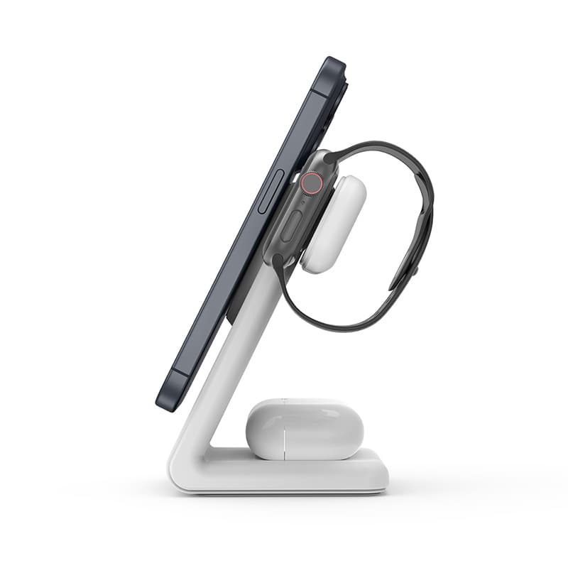 Crong MagSpot Pivot Stand - 3-in-1 Wireless Charger with MagSafe for iPhone, Apple Watch, and AirPods (White) 4