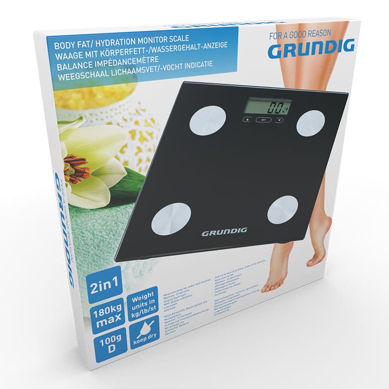 Grundig - electronic bathroom scale, body weight analysis, BMI, up to 180 kg 2
