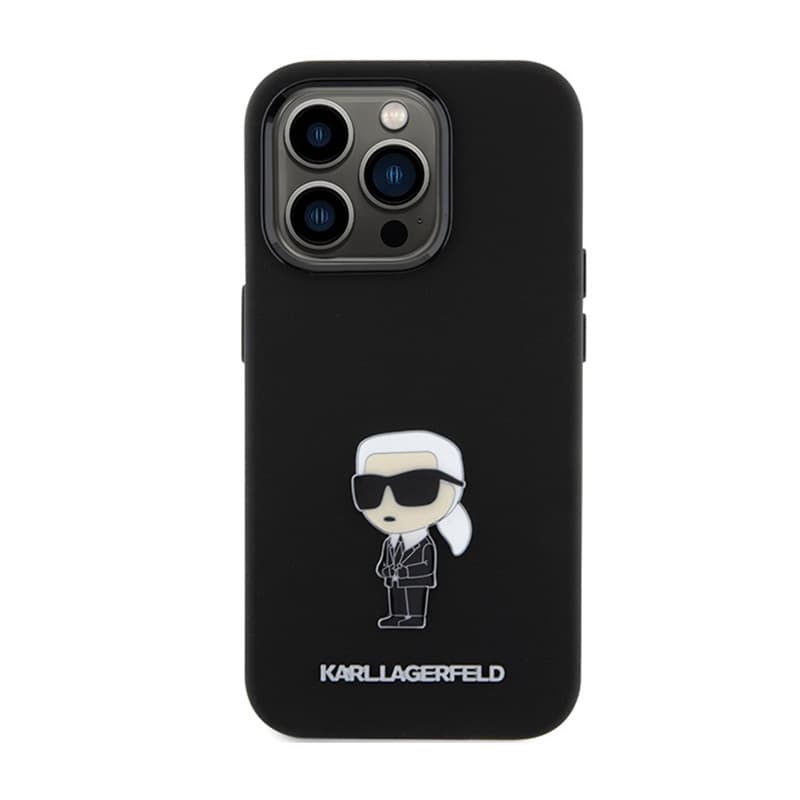 Karl Lagerfeld Silicone Ikonik Metal Pin - iPhone 15 Pro Case (Black) 3