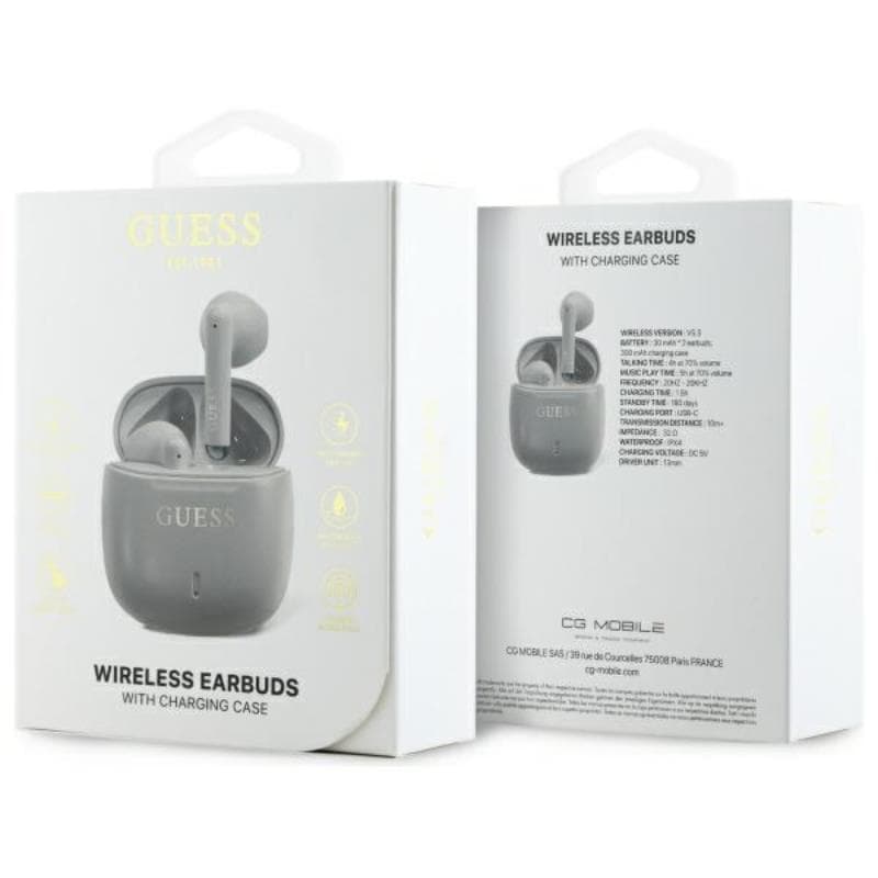 Guess Printed Classic Logo - Bluetooth TWS Headphones + Charging Case (Gray) 4