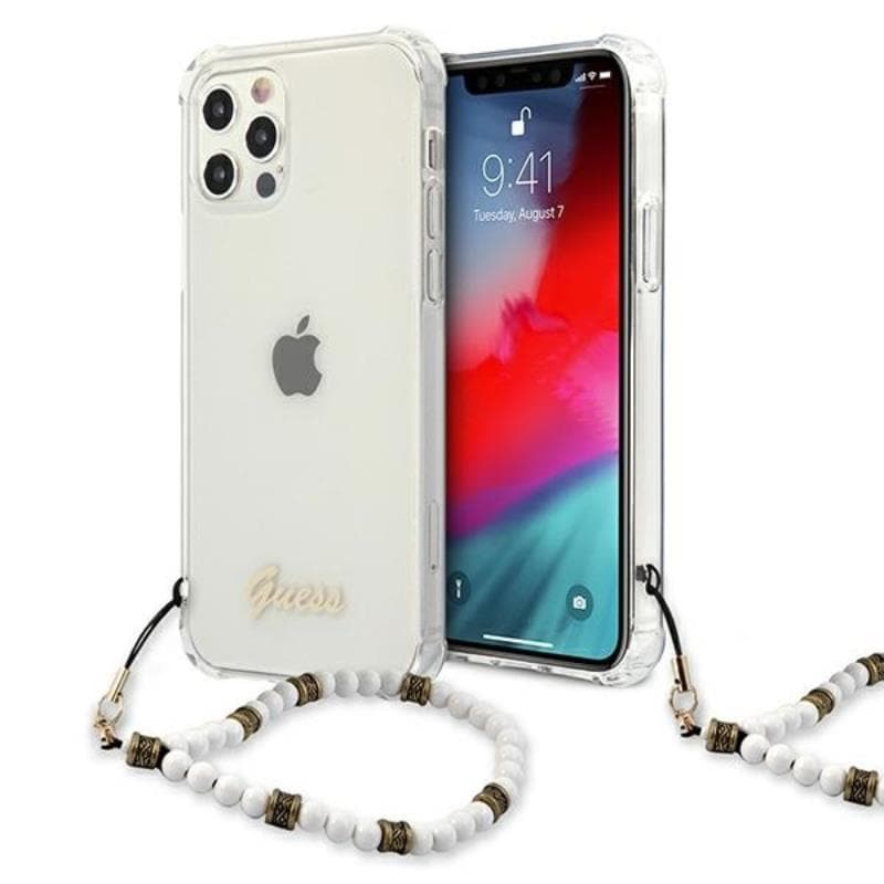 Guess White Pearl Strap - Case iPhone 12 Pro Max (Clear)