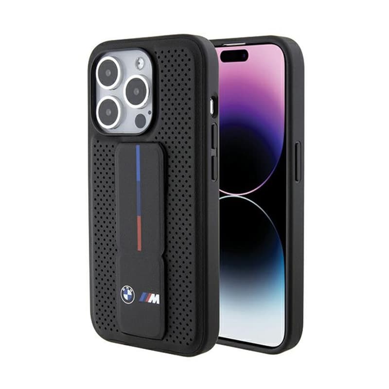 BMW Grip Stand Smooth & Perforated - Case for iPhone 15 Pro (Black) 1
